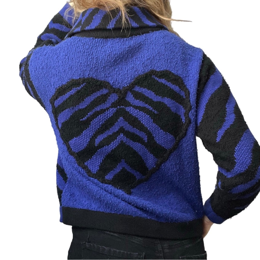 Vintage Purple Zebra Heart Button Up Sweater • Size Small/Medium 💟